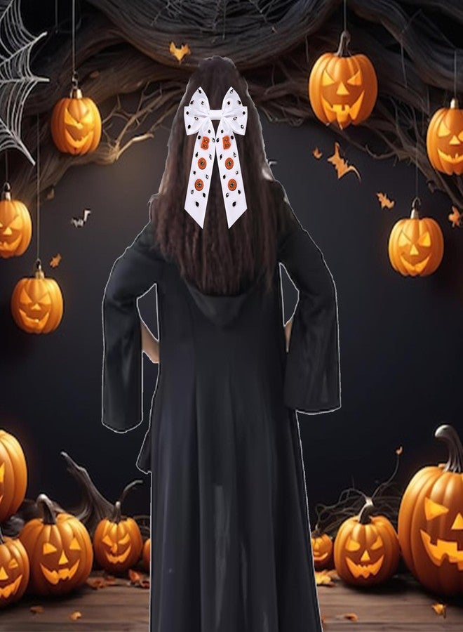 CEALXHENY Halloween Hair Bows Boo Hair Bow Clips for Women Jeweled Halloween Cheer Bows Big Ribbon Hair Bows Barrettes Halloween Hair Clips Boo Accessories Halloween Outfits Party Favors (Pattern A2) - Image 3