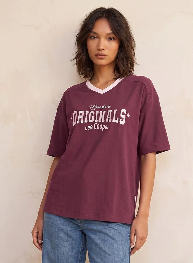 Lee Cooper V-neck Short Sleeves Embroidered T-shirt