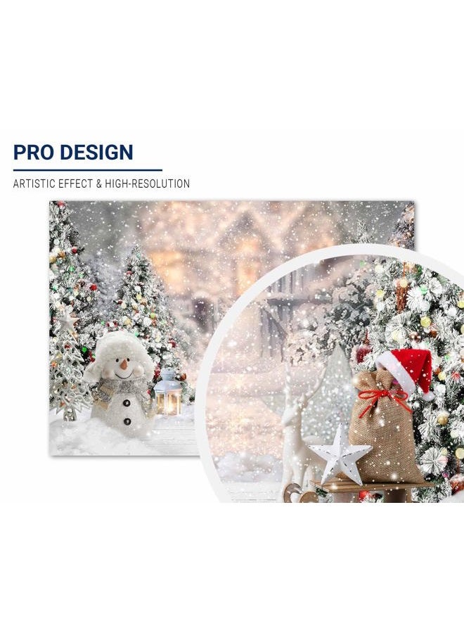 Allenjoy 7x5ft Winter Christmas Backdrop for Photography Snowman Pine Tree Snowflake Portrait White Background Newborn 1st Birthday Children Baby Shower Party Decorations Photo Shoot Props Supplies - Image 2