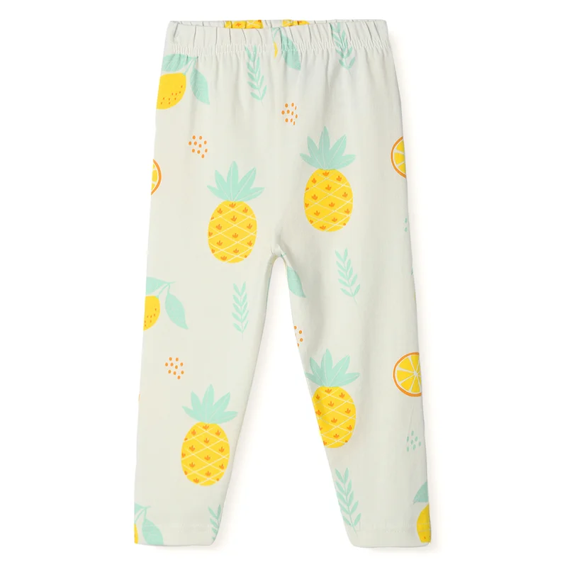 Nautinati Girls' Cotton All-over Pineapple Print Leggings