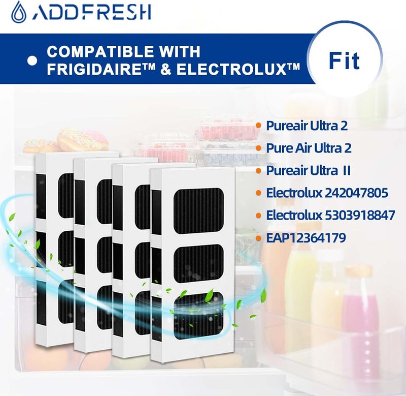 ADDFRESH بديل فلتر هواء الثلاجة متوافق مع Paultra2 Frigidaire PureAir Ultra 2 وPaultra Pure Air ii وElectrolux Elpaultra2 - الجزء 242047805 و5303918847 - 4 فلاتر - Image 2