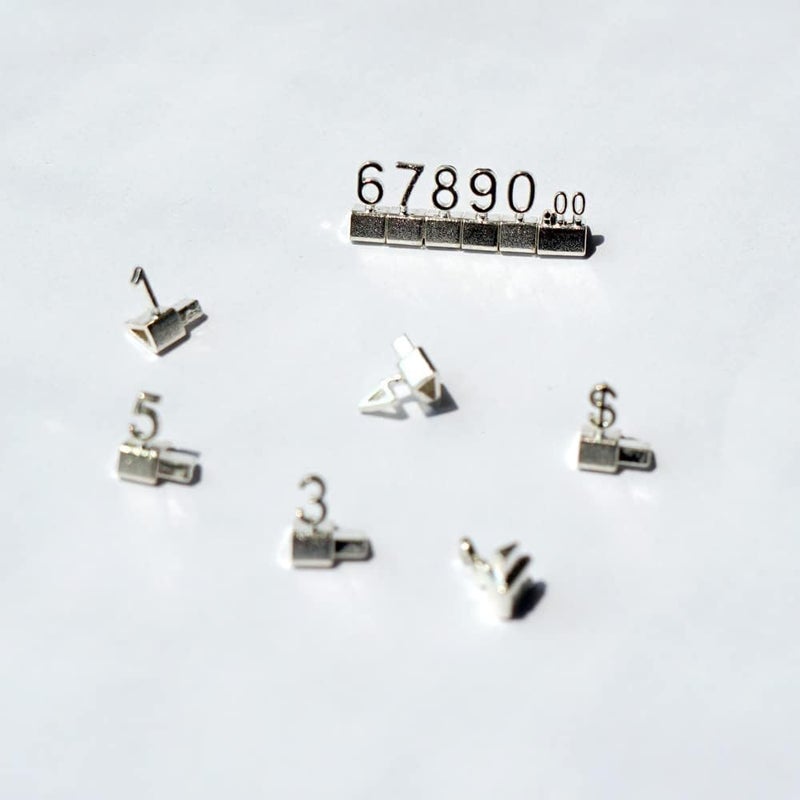Mollytek 10 Sets Price Display Cubes Blocks Numbers Glod Metal Price Tag for Jewelry Price Display Counter Stand Adjustable Assembly Mini Dollar Price Display Signs for Retail Shop (Silver) - Image 3