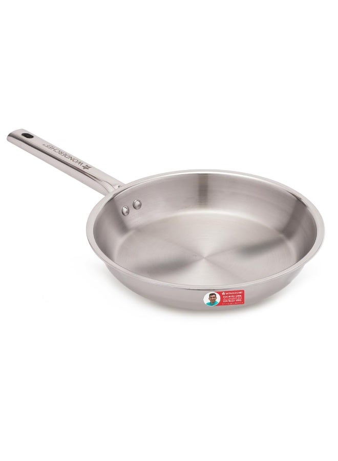 Wonderchef Stella Triply Stainless Steel Fry Pan | 24 cm, 1.7 litres | Compatible with Gas Stove, Induction, Ceramic Cooktop | Non-Toxic | Uniform Heating | Heavy-Duty Handle | 10-Year Warranty - Image 1