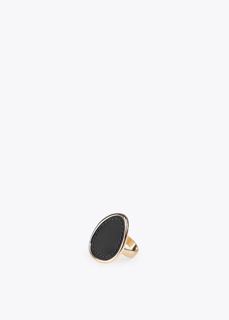 Lola Casademunt Gold Ring With Faux Leather