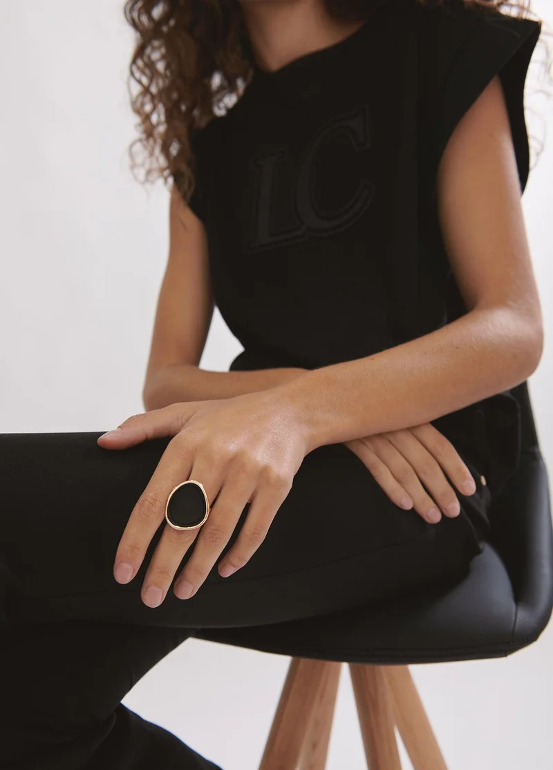 Lola Casademunt Gold Ring With Faux Leather
