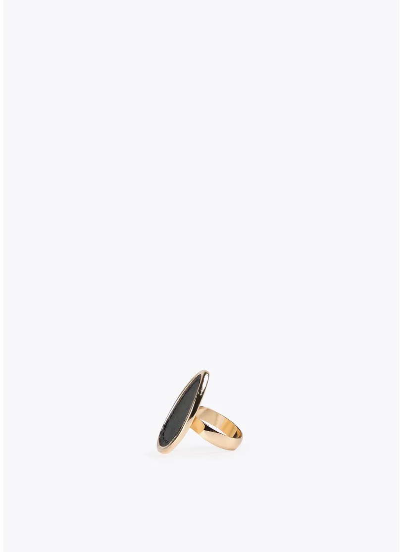 Lola Casademunt Gold Ring With Faux Leather