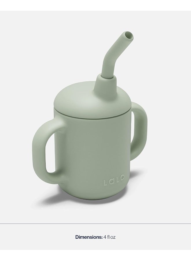 Lalo Little Cup, Non-Toxic Silicone Straw Cup with Handles - Baby and Toddler Sippy Cup - Mini Cup and Straw Training System, 4oz, Sage - Image 4