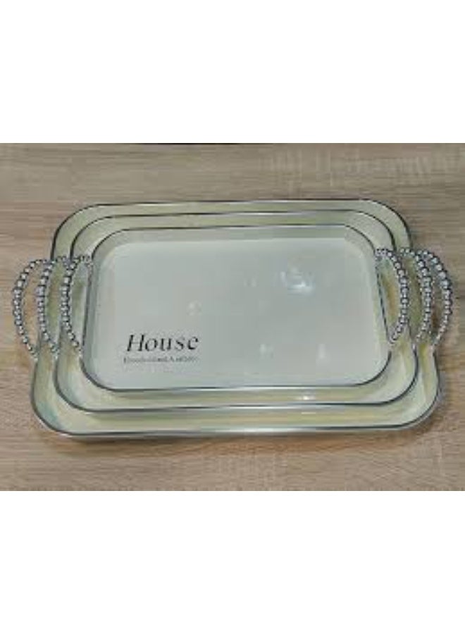 House Brand Acrylic rectangular tray set with bubble handles, 3 pieces