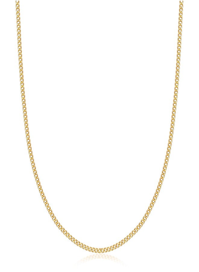 Barzel 18K Gold Plated Curb/Cuban Link Chain Necklace 2MM, 3MM, 4MM, 5MM For Women or Men - Made In Brazil (2MM Gold, 18 Inches) - Image 1