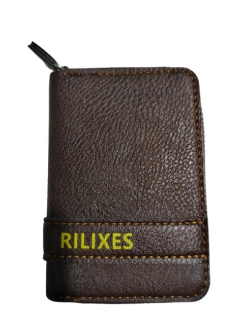 Leather Zipper Wallet for Men Small 11 Card Holder