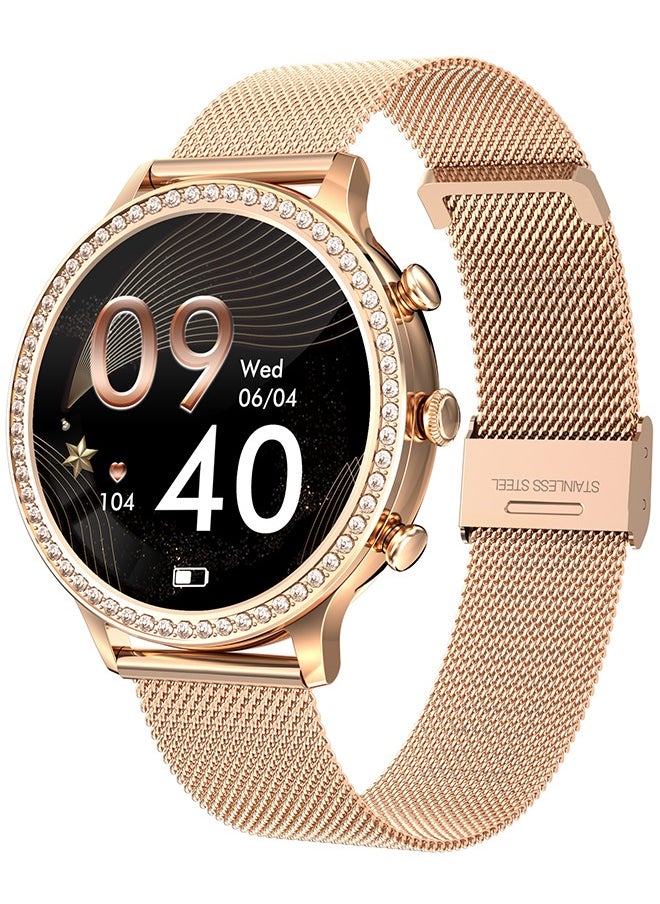 RollsTimi  - Ladies/Women Bluetooth Smartwatch, Answer/Make Calls, 1.32-Inch Full-Screen Touch, Exercise Heart Rate Monitoring, Sleep Quality Monitoring, Universal For Android And Ios Systems, RT i70 Rose Gold - Image 1
