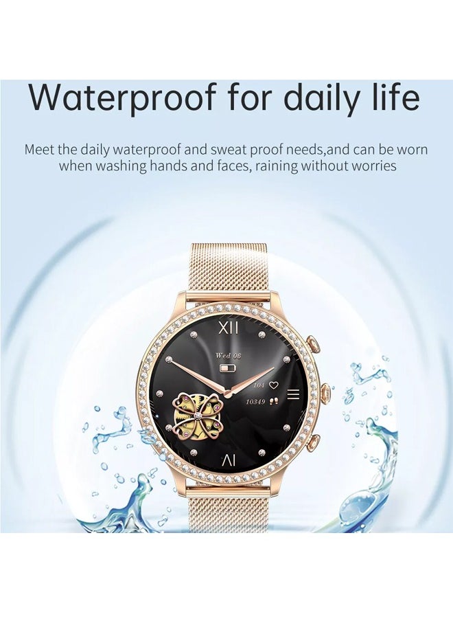 RollsTimi  - Ladies/Women Bluetooth Smartwatch, Answer/Make Calls, 1.32-Inch Full-Screen Touch, Exercise Heart Rate Monitoring, Sleep Quality Monitoring, Universal For Android And Ios Systems, RT i70 Rose Gold - Image 1