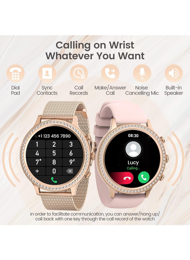 RollsTimi  - Ladies/Women Bluetooth Smartwatch, Answer/Make Calls, 1.32-Inch Full-Screen Touch, Exercise Heart Rate Monitoring, Sleep Quality Monitoring, Universal For Android And Ios Systems, RT i70 Rose Gold - Image 1