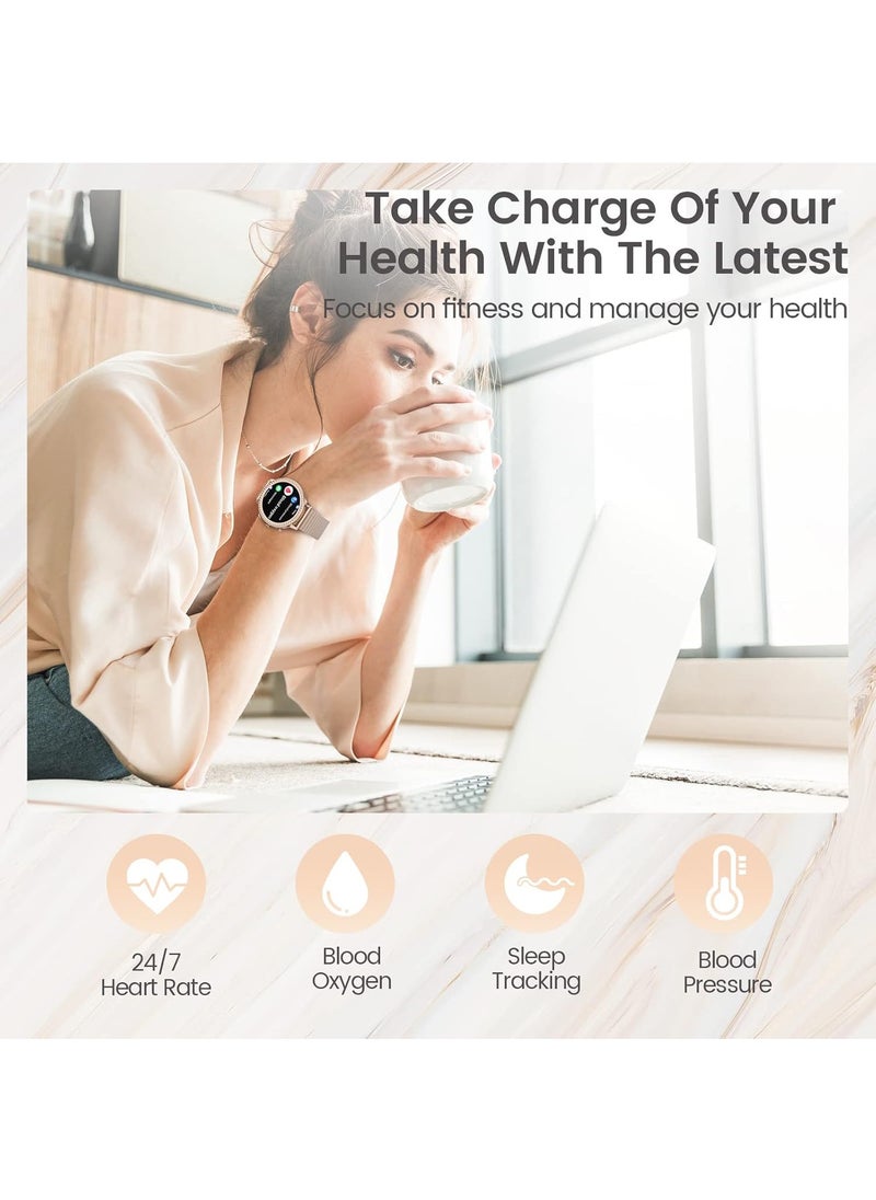 RollsTimi  - Ladies/Women Bluetooth Smartwatch, Answer/Make Calls, 1.32-Inch Full-Screen Touch, Exercise Heart Rate Monitoring, Sleep Quality Monitoring, Universal For Android And Ios Systems, RT i70 Rose Gold - Image 1