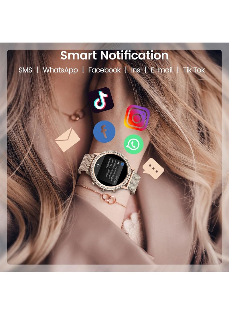 RollsTimi  - Ladies/Women Bluetooth Smartwatch, Answer/Make Calls, 1.32-Inch Full-Screen Touch, Exercise Heart Rate Monitoring, Sleep Quality Monitoring, Universal For Android And Ios Systems, RT i70 Rose Gold - Image 1