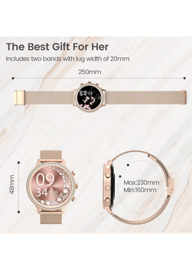RollsTimi  - Ladies/Women Bluetooth Smartwatch, Answer/Make Calls, 1.32-Inch Full-Screen Touch, Exercise Heart Rate Monitoring, Sleep Quality Monitoring, Universal For Android And Ios Systems, RT i70 Rose Gold - Image 1