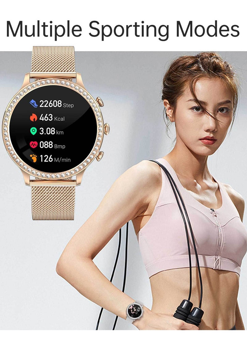 RollsTimi  - Ladies/Women Bluetooth Smartwatch, Answer/Make Calls, 1.32-Inch Full-Screen Touch, Exercise Heart Rate Monitoring, Sleep Quality Monitoring, Universal For Android And Ios Systems, RT i70 Rose Gold - Image 1