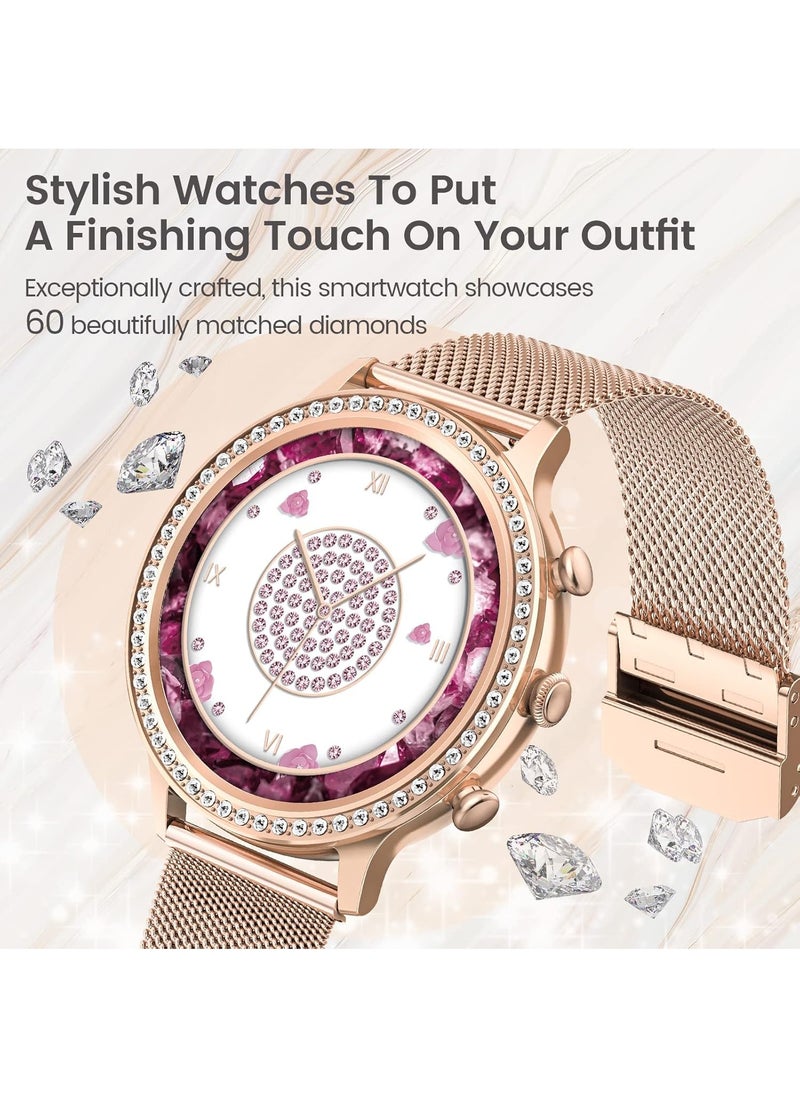 RollsTimi  - Ladies/Women Bluetooth Smartwatch, Answer/Make Calls, 1.32-Inch Full-Screen Touch, Exercise Heart Rate Monitoring, Sleep Quality Monitoring, Universal For Android And Ios Systems, RT i70 Rose Gold - Image 1