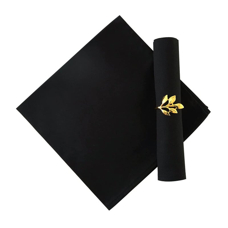 KOFFOTA Jet Black Cloth Napkins 100% Cotton Set of 12  Black Kitchen Napkins for Dinner  Soft Comfortable and Reusable 18""x18"" KOFFOTA - Image 2