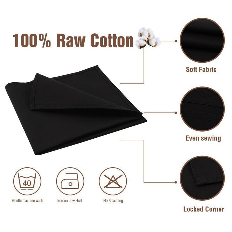 KOFFOTA Jet Black Cloth Napkins 100% Cotton Set of 12  Black Kitchen Napkins for Dinner  Soft Comfortable and Reusable 18""x18"" KOFFOTA - Image 3