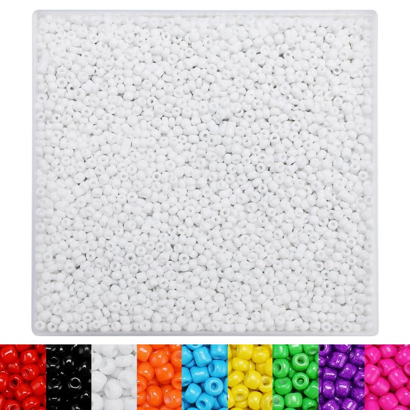 IOOLEEM White Seed Beads 4000pcs 3mm Glass Seed Beads Seed Beads for Jewelry Making Glass Beads for Jewelry Making Seed Beads for Bracelets Beads for Bracelets Making