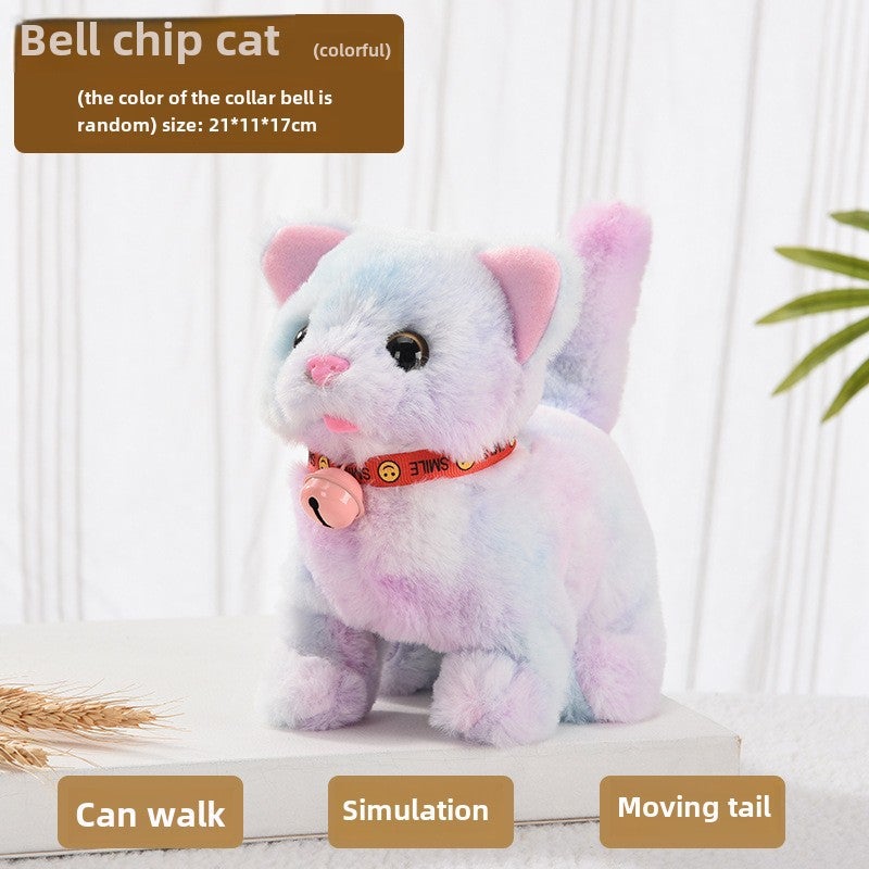 1 Electric Stuffed Cat Simulation Cat Toy Simulation Screaming Doll Can Walk and Rock Tail Electronic Pet Cat(Bell Chip Cat, Self-provided) - Image 1