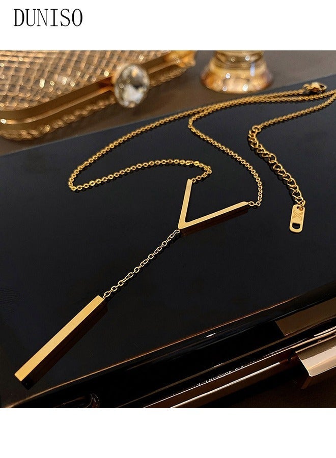 DUNISO V-Shaped Pendant Necklace For Women and Girls Trendy Fashion Accessories with a Unique Minimalist Vibe Fashion Jewelry Dress Accessories - Image 3