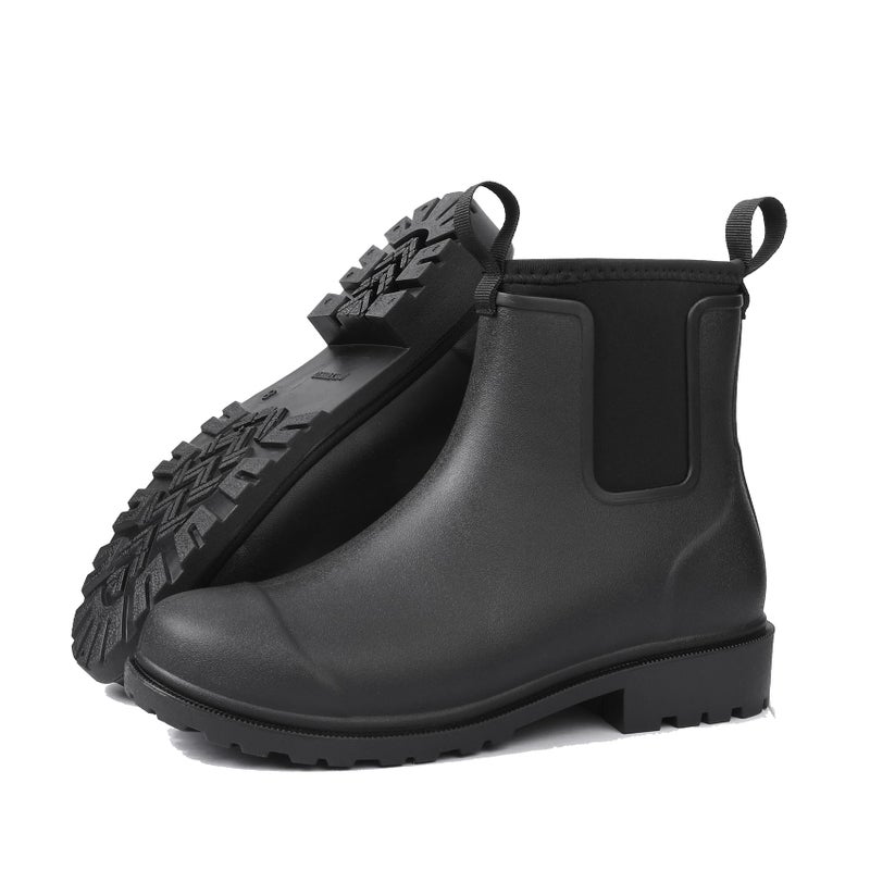 DKSUKO Women's Deck Boots Waterproof Ankle Rain Boots Non-Slip Rubber Fishing Boot Outdoor Work Shoes for Boating Gardening Farmingï¼ˆMatte Blackï¼Œ10ï¼‰ - Image 1