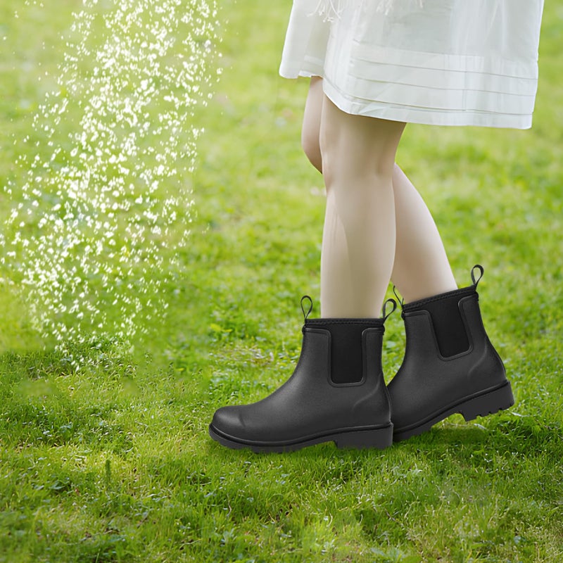 DKSUKO Women's Deck Boots Waterproof Ankle Rain Boots Non-Slip Rubber Fishing Boot Outdoor Work Shoes for Boating Gardening Farmingï¼ˆMatte Blackï¼Œ10ï¼‰ - Image 2