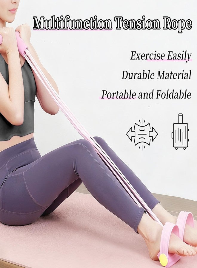 ISMIER Multifunction Tension Rope - 6-Tube Elastic Resistance Bands,Pedal Resistance Band with Handle,Natural Latex Foot Exercise Bands for Abdomen/Waist/Arm/Leg Stretching Slimming Training (Pink) - Image 2