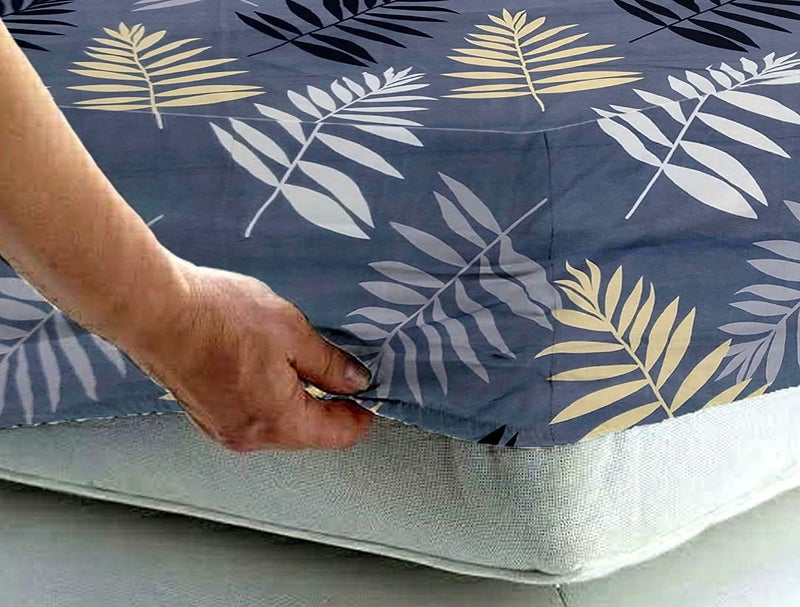 TIB 130 GSM Cotton Feel Polycotton Elastic Fitted Single Size Bedsheet with 1 Pillow Covers 130 TC Best Suitable for Best Suitable for 36X72 inch - Image 2