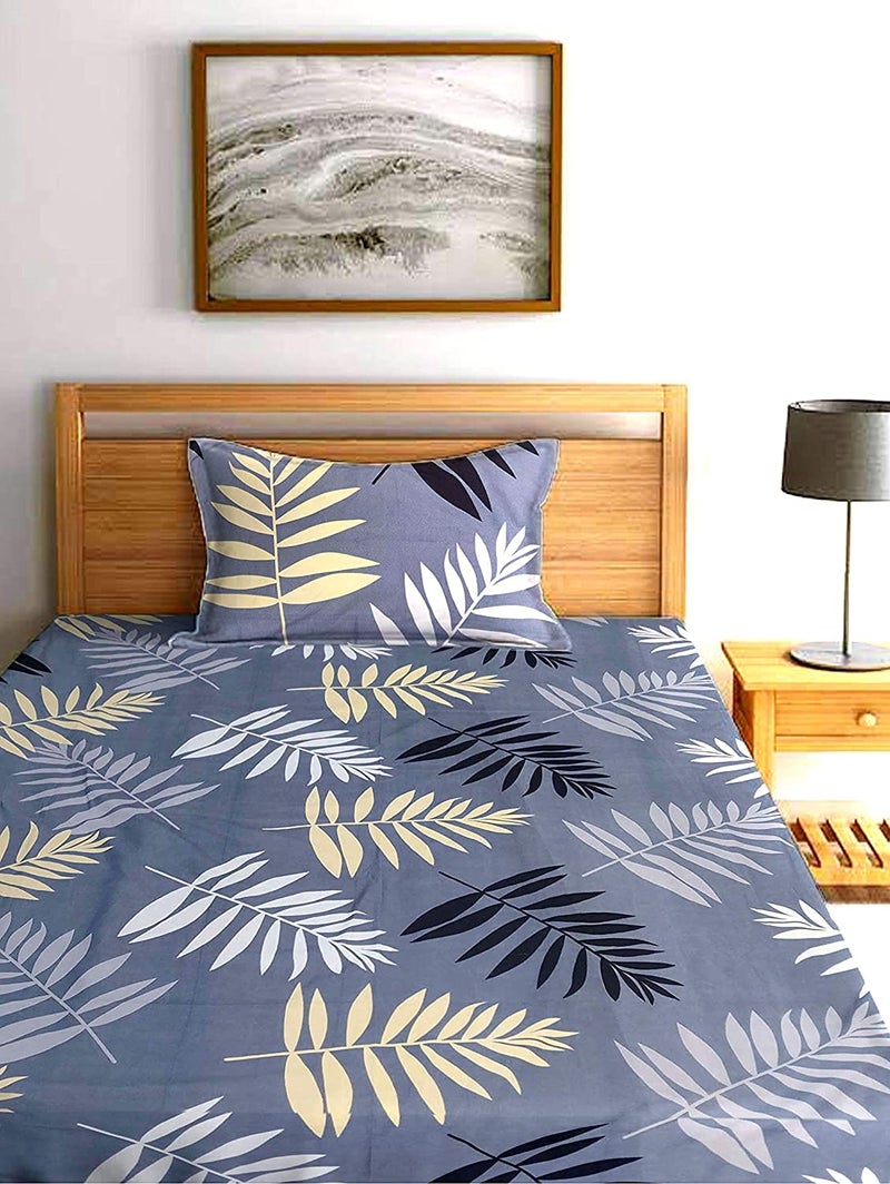 TIB 130 GSM Cotton Feel Polycotton Elastic Fitted Single Size Bedsheet with 1 Pillow Covers 130 TC Best Suitable for Best Suitable for 36X72 inch - Image 1