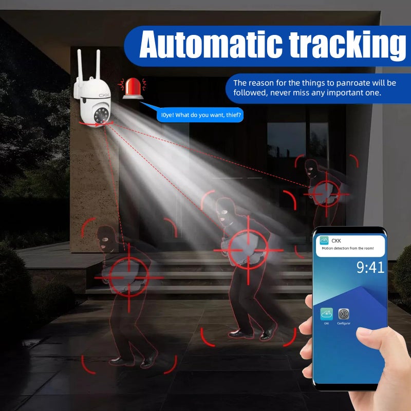 CKK 1080P Security Camera Wireless, 3 Pcs 2MP PTZ WiFi Home Camera (2.4G/5G Dual-Band), 360Â° Pan/Tilt, Color Night Vision, Motion Alerts, 2-Way Audio, Compatible with Alexa, SD/Cloud Storage - Image 2