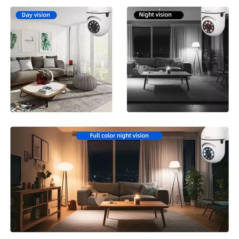 CKK 1080P Security Camera Wireless, 3 Pcs 2MP PTZ WiFi Home Camera (2.4G/5G Dual-Band), 360Â° Pan/Tilt, Color Night Vision, Motion Alerts, 2-Way Audio, Compatible with Alexa, SD/Cloud Storage - Image 3
