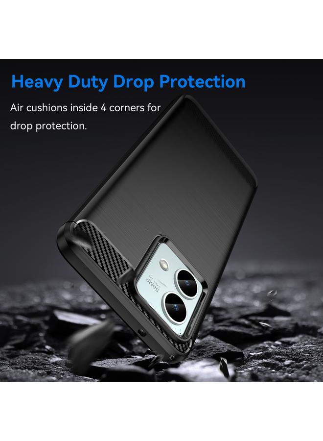 S-TOP Case For Motorola Moto G84 Brushed Texture Carbon Fiber TPU Phone Case - Image 3