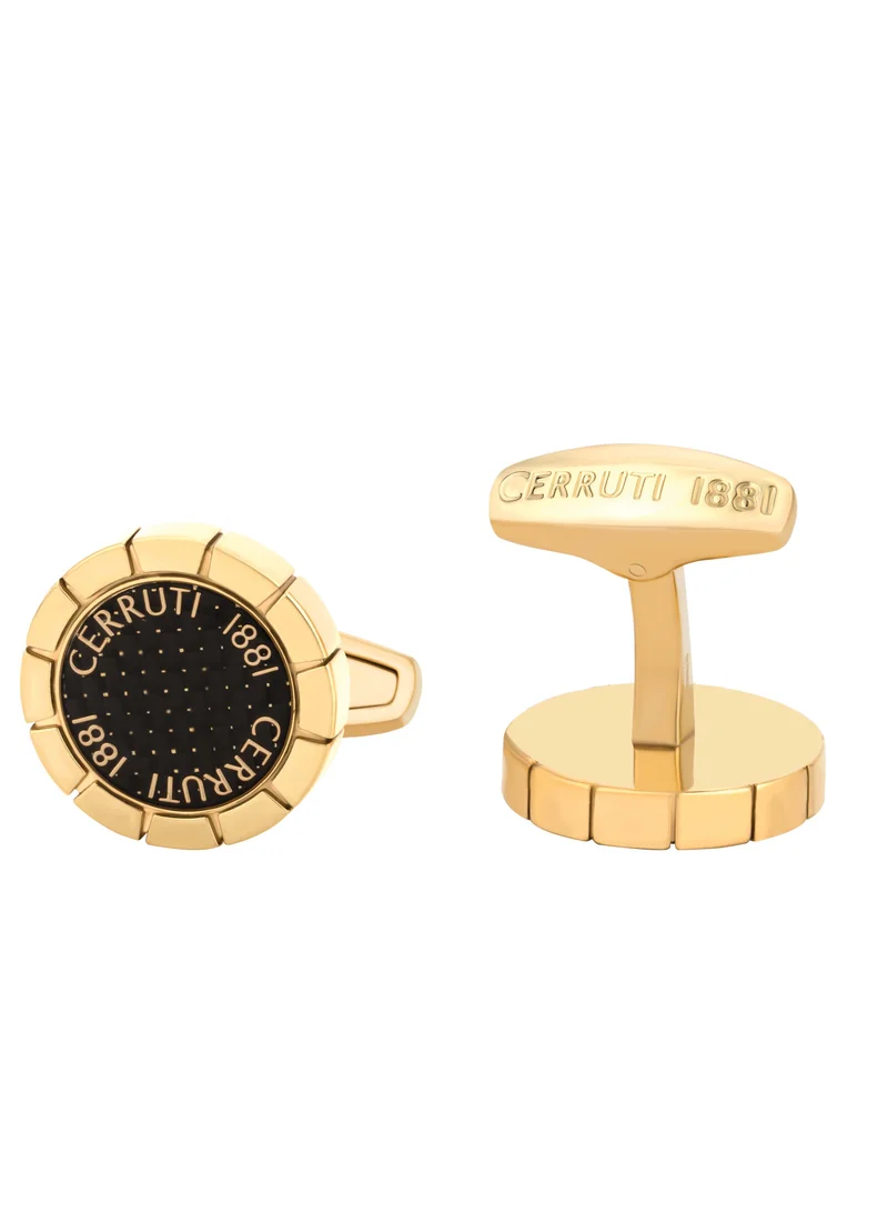 CERRUTI 1881 Black and Gold Plated Cufflinks with Carbon Fibre