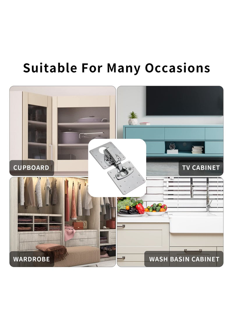10Pcs Stainless Steel Cabinet Hinge Repair Plates Durable Mounting Bracket Kit for Furniture Drawers and Doors - Image 4