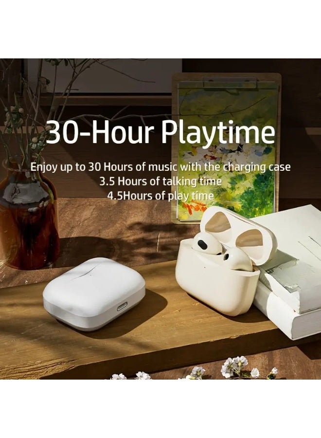True Wireless Earbuds – Semi-Open-Back Design, Type-C Charging, White/Milk White Finish  - Image 1