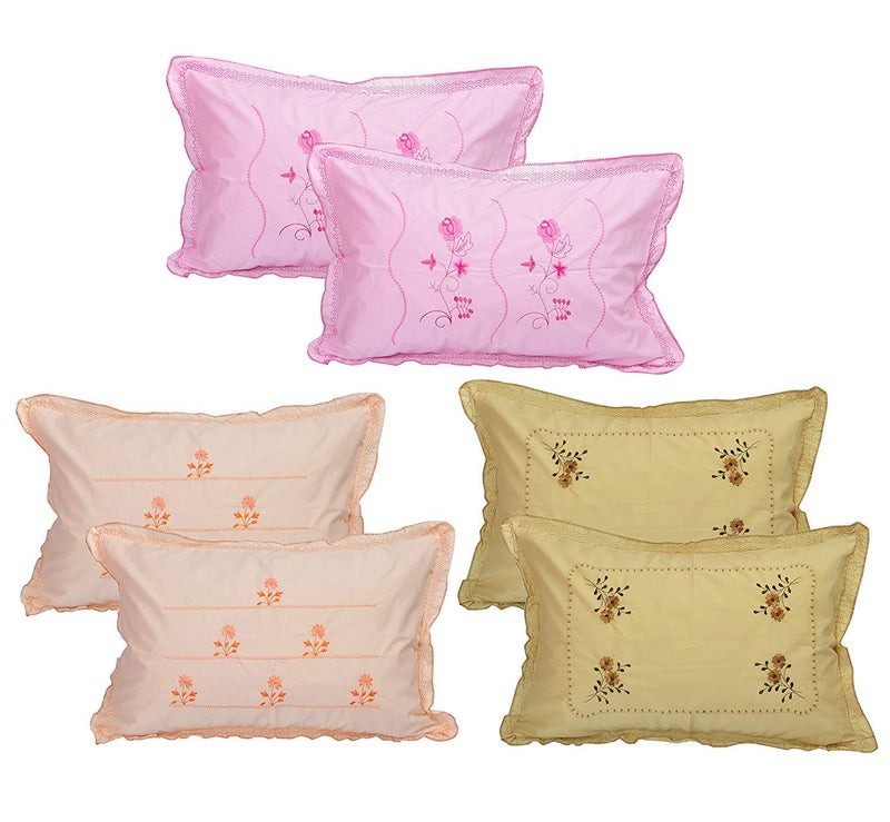 HSR Collection Cotton Embroided Pillow Covers (Multi-colour)- Set of 6 - Image 1