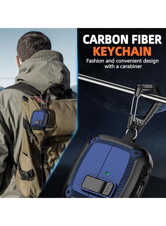 Carbon grain surface Cover Case Compatible With Samsung Galaxy Buds 3 Pro /Galaxy Bud 3/Galaxy Bud 3 FE Lock Clip,Protective anti-fall Skin-- Blue - Image 5