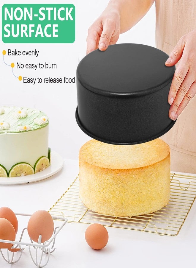 P&P CHEF صينية كيك دائرية غير لاصقة من P&P CHEF مقاس 6 بوصات، طقم صواني كيك متعددة الطبقات لحفلات أعياد الميلاد وحفلات الزفاف، عمق 2.94 بوصة، تصميم قطعة واحدة، قلب من الفولاذ المقاوم للصدأ، سهلة التنظيف، لون أسود، قطعتان - Image 4
