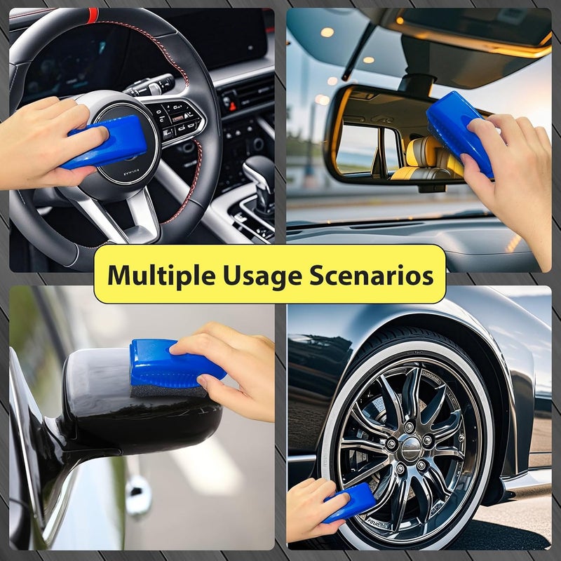 RXALASKA 2 Pack Tire Shine Applicator Pads, Reusable Tire Dressing Applicator Sponge, Curved Tire Gel Applicator Forms with Lid, Yellow Tire Applicator Pads for Car Cleaning Detailing - Image 5