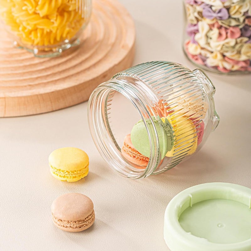 Excefore 6 Pack Stackable Glass Storage Jars with Unique Cat Claw Base - 10 oz Circular Kitchen Canisters for Dry Food, Coffee, Nuts - Eco-Friendly, Dishwasher Safe - Image 3
