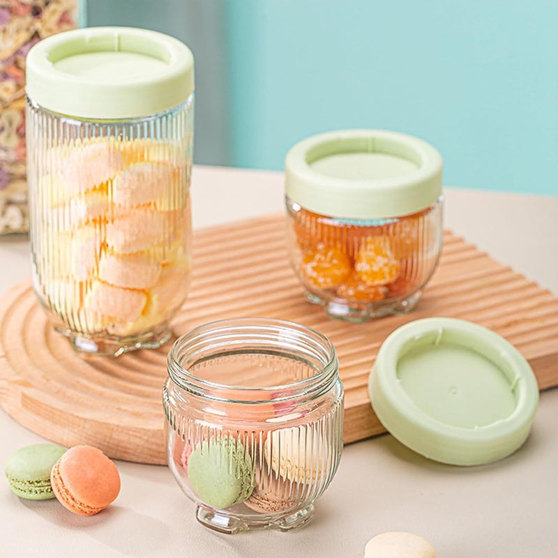 Excefore 6 Pack Stackable Glass Storage Jars with Unique Cat Claw Base - 10 oz Circular Kitchen Canisters for Dry Food, Coffee, Nuts - Eco-Friendly, Dishwasher Safe - Image 4