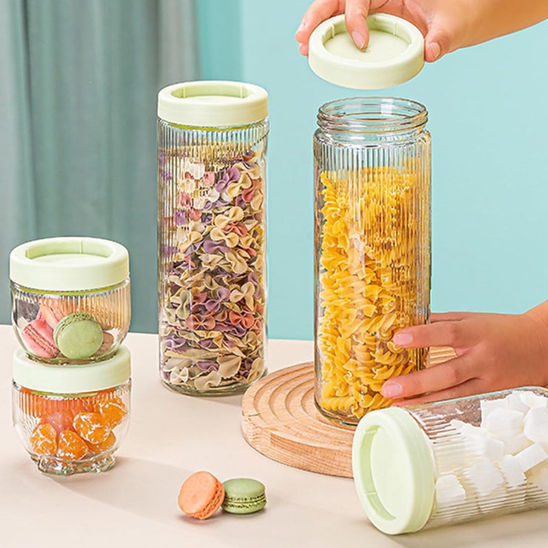 Excefore 6 Pack Stackable Glass Storage Jars with Unique Cat Claw Base - 10 oz Circular Kitchen Canisters for Dry Food, Coffee, Nuts - Eco-Friendly, Dishwasher Safe - Image 5