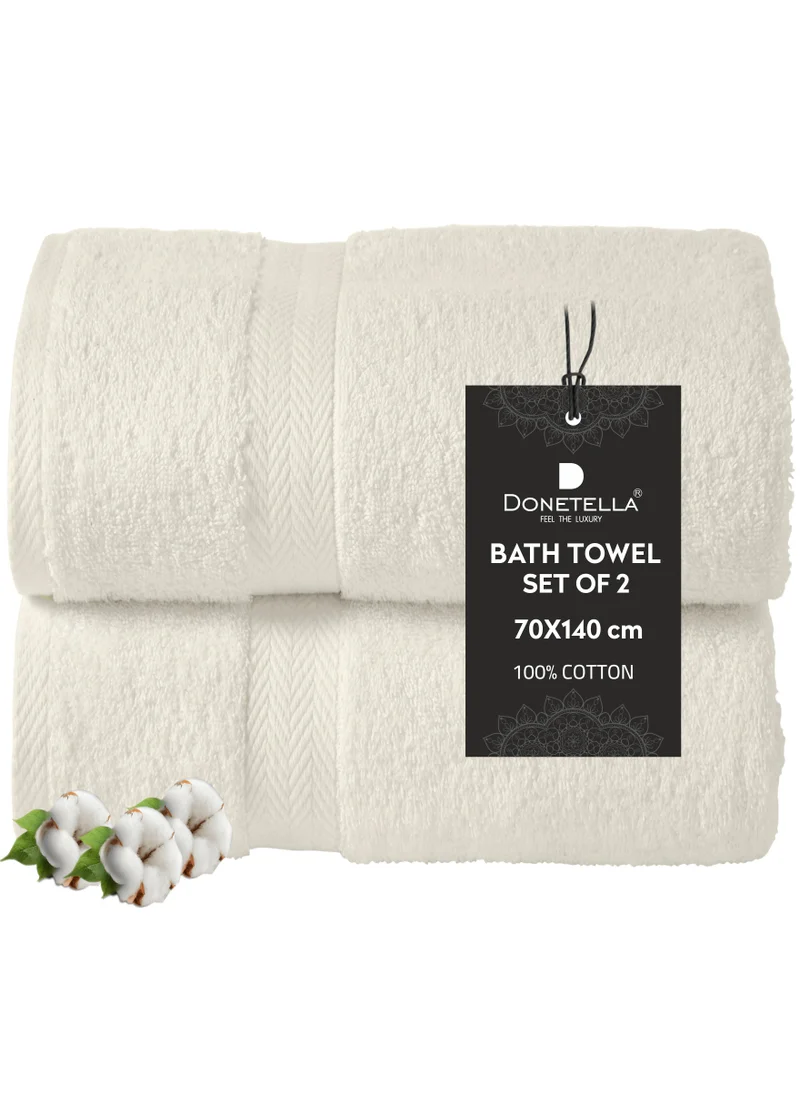 Donetella Premium 100 % Combed Cotton 2-Pcs Bath Towel Set (70 X 140 CM) 600 GSM Large Towel, Highly Absorbent, Quick Dry,Best Towel for Bathroom, Spa And Hotel,Linen