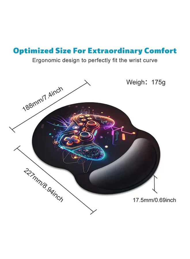 Anti Slip Rubber Mouse Pad Wristband For Office Home And School Gaming Console Design Black - Image 3