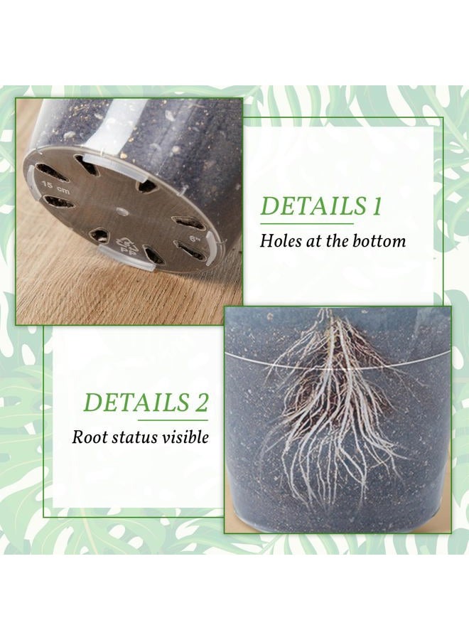 Vesici 6 Pcs 8/10/12 Inch Large Size Clear Nursery Pots Variety Pack Plant Pots with Drainage Holes Planters for Indoor Plants Flexible Transparent Plastic Plant Bottle Succulents - Image 3