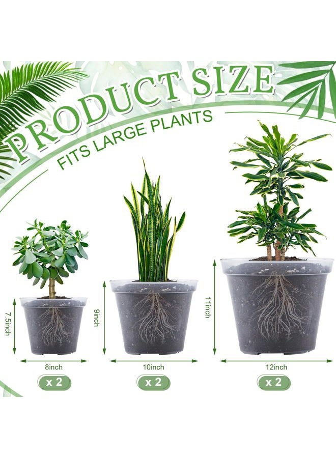Vesici 6 Pcs 8/10/12 Inch Large Size Clear Nursery Pots Variety Pack Plant Pots with Drainage Holes Planters for Indoor Plants Flexible Transparent Plastic Plant Bottle Succulents - Image 2