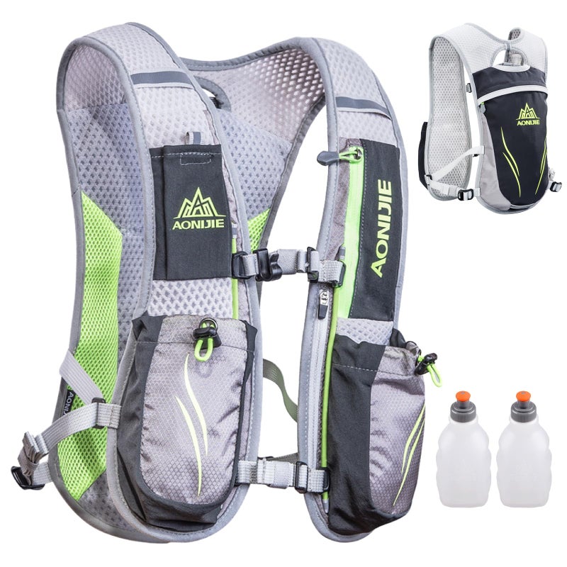 TRIWONDER Running Vest for Men Women Hydration Backpack Water Pack 5.5L Lightweight Runner Marathon Trail Hiking Cycling (Black&Grey - with 2 Water Bottles) - Image 1